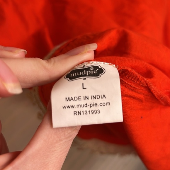 Mudpie Red Embroidered Cotton V-Neck Tunic Top, Women’s Size Large - Picture 9 of 9